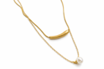 Gold Curve Pearl Necklace