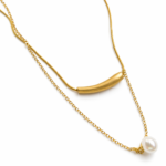 Gold Curve Pearl Necklace