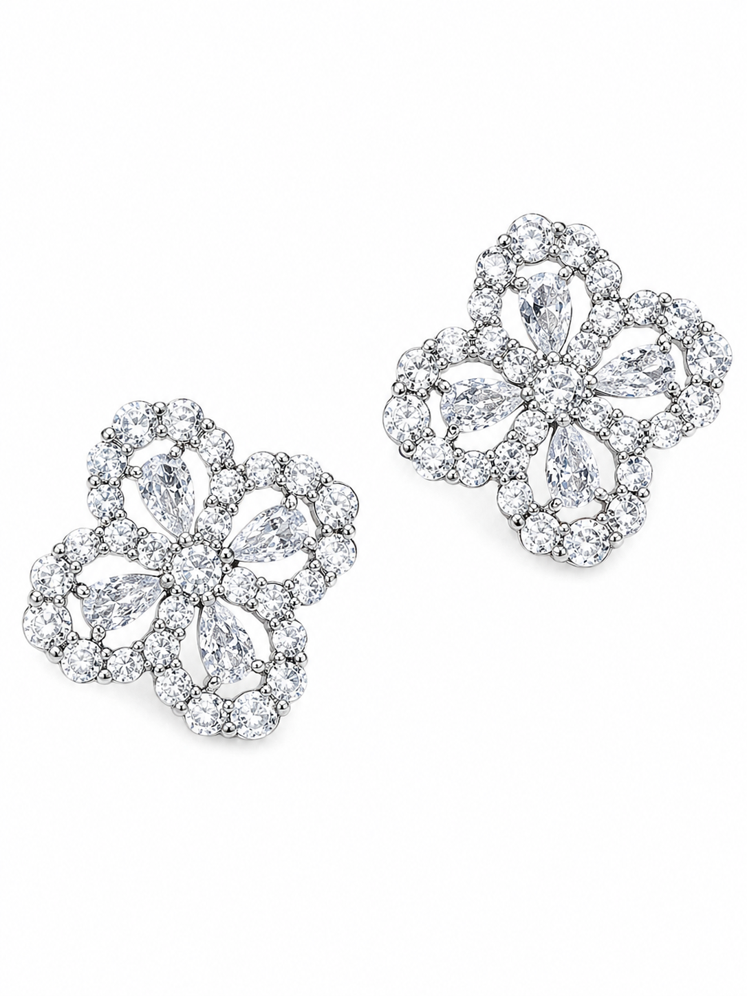 with white background Crystal Bloom Stud Earrings - Image 1